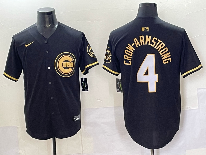 Men Chicago Cubs #4 Crow Armstrong black Nike MLB 2025 Jersey 06